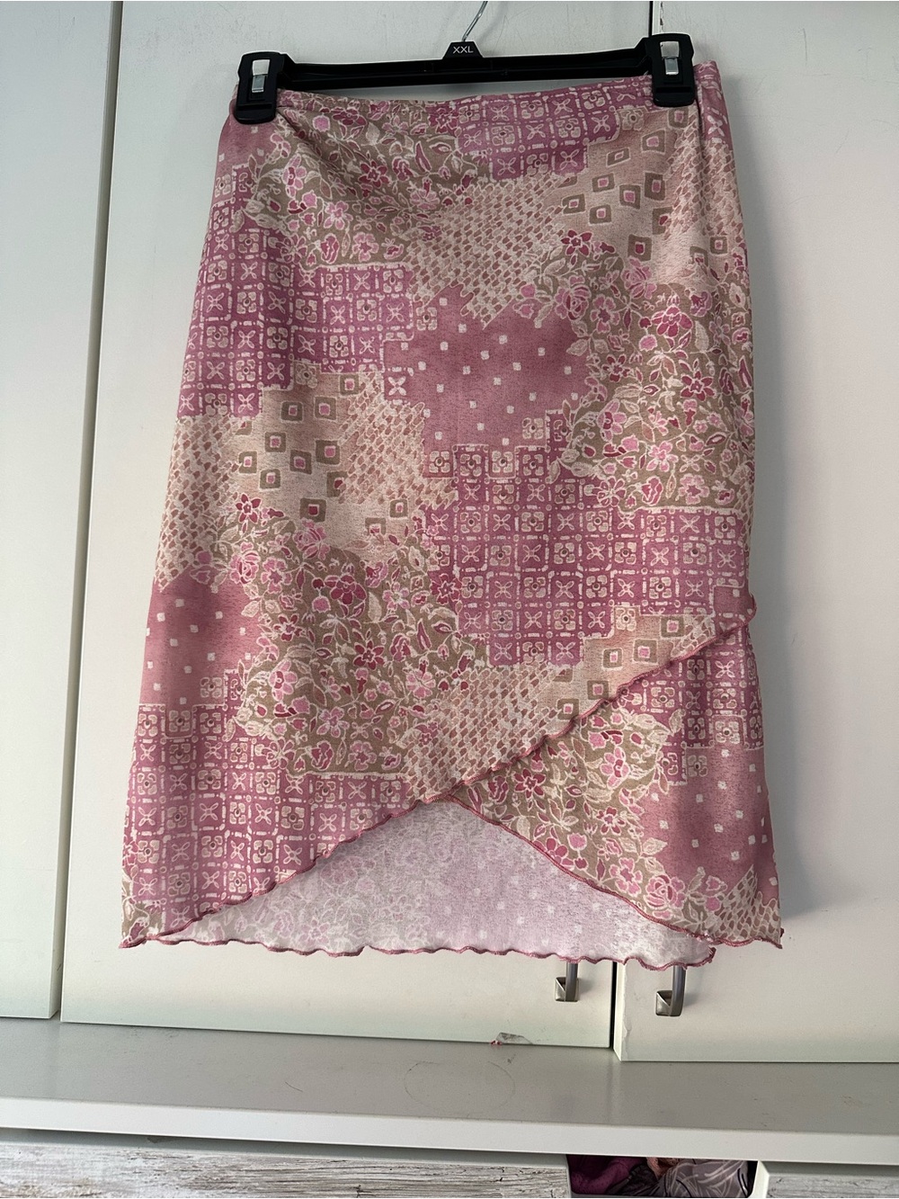 🌸 Mind Games by Ike & Eddie Pink Patchwork Asymmetrical Skirt Medium USA